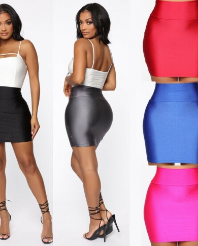 נשים עיפרון מותן גבוה bodycon חצאית מיני מתיחה אופנה סקיני נשים חצאית תחפושת נשים קזואל בצבע אחיד