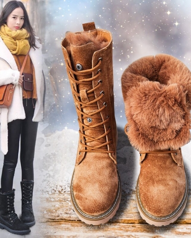 Genuine Leather Women Winter Boots 