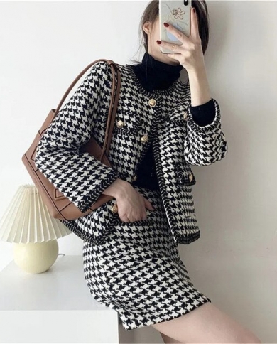 WOMEN'S VICTOR VICTORIA BLACK & WHITE HOUNDSTOOTH SKIRT SUIT- GREAT SUIT! |  eBay