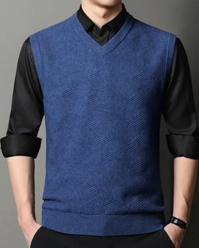 Sweater Vest Men Stripes V Neck 