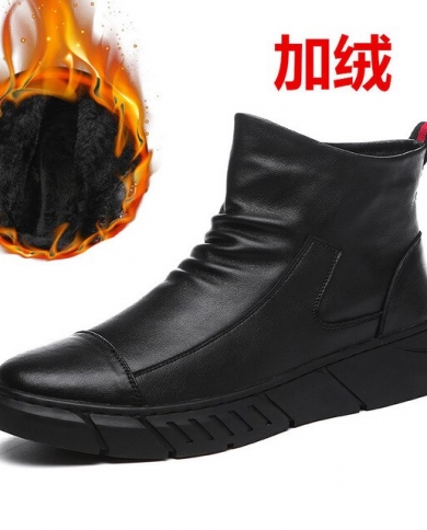 Men Casual Shoes Pure Color Pu High Top 