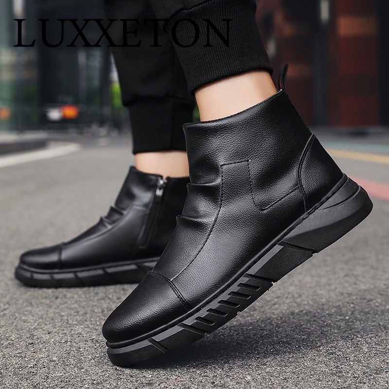 Men Leather Boots Tooling British 