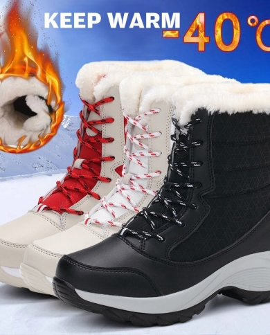 Waterproof Warm Fur Snow Boots Women 