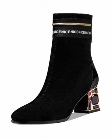 Women Winter Warm Black Ankle Boots 