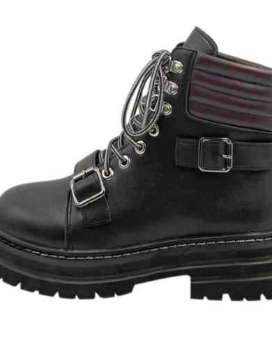 Black Platform Combat Ankle Boots 