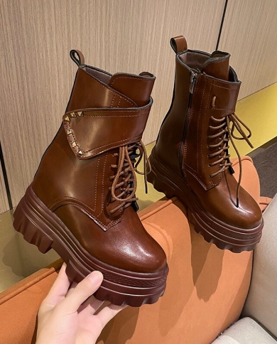 2023 Autumn Leather Women Ankle Boots 