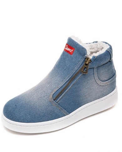 Winter Boots Women Denim Snow Boots 