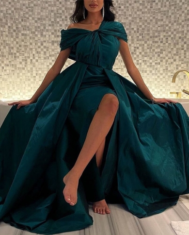 שמלות ערב כחולות off shoulder  שמלות מסיבה בקו אורך רצפה אלגנטי לנשים fo