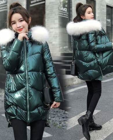 Зимнее пальто женское с меховым воротником Арти мода Arti moda 1441 синее
