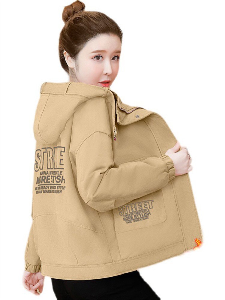 Casual Simple Parka Women Fleece Inner 