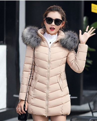 Fashion Slim Women Winter Jacket Cotton Padded Warm Thicken Ladies Coat Long