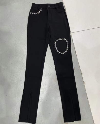black high waisted trousers womens