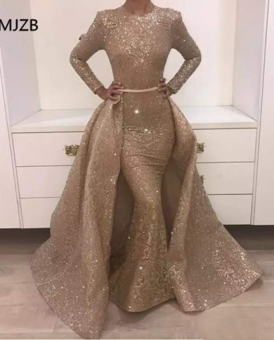 Muslim Evening Dresses Long Sparkle Glitter Sequined With Sleeves Detachable Train Long Mermaid Prom Dress Formal Evenin Color Yellow US Size 2 Muslim Evening Dresses Long Sparkle Glitter Sequined With Sleeves Detachable Train Long Mermaid Prom Dress Formal Evenin Color Yellow US Size 2