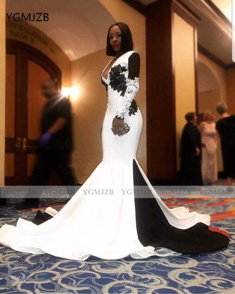images of mermaid wedding dresses Collins Mermaid Wedding Dress with Long Sleeve V-neck & Open Back