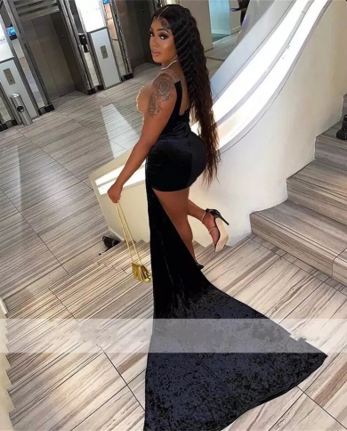 strapless open back dress Black prom dresses, African women dresses, long prom gown, black evening  dresses SH373
