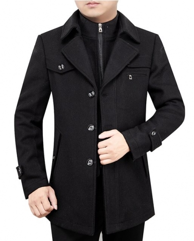 mens wool trench coat black