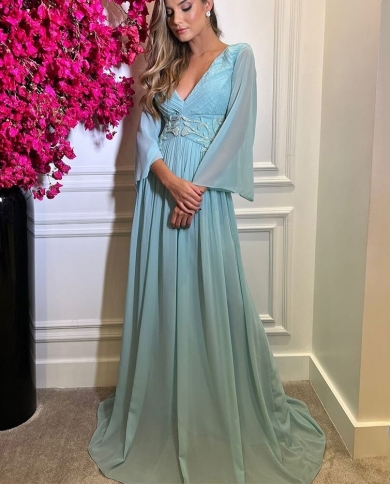 sachin and babi light blue dress Classy Long Chiffon Green Prom Dresses With Front... From Dyy_dress88,  $78.38