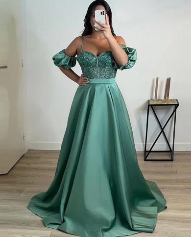 Green Off Shoulder Evening Dresses 2023 A Line Party Dresses Robes De  Soire Wedding Guest Party Gowns Mermaid Beaded S Color Purple US Size 16W