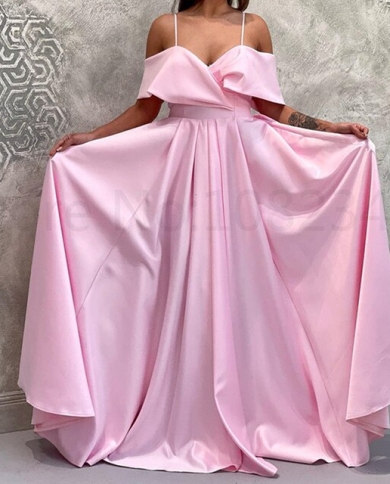 formal loose dresses for women Fuchsia Satin A-Line Prom Dresses 2025 Off the Shoulder Formal Dresses –  Viniodress main image 1