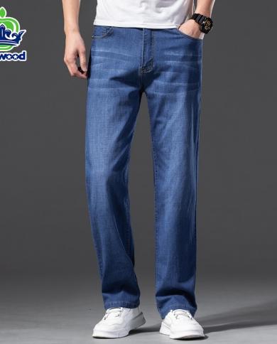 High Quality Stretch Mens Jeans Straight Loose Summer Cotton Thin