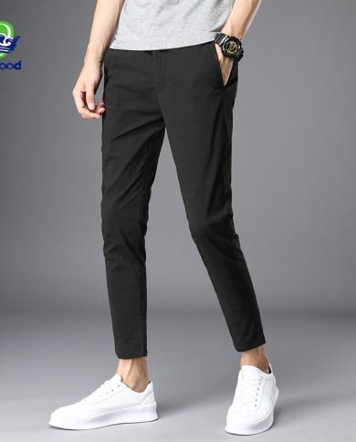 Men Pants Korean Slim Fit Men Casual Ankle Length Pants Streetwear Men High  Quality Black Gray Dress | Shopee Philippines