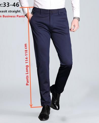 מכנסיים שמלה ארוכים במיוחד לגברים גבוהים עסקים פלוס מידה 44 46 רשמי ישר שחור רופף כחול כהה עבודה משרדית גברים