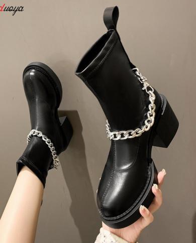 womens black chunky boots