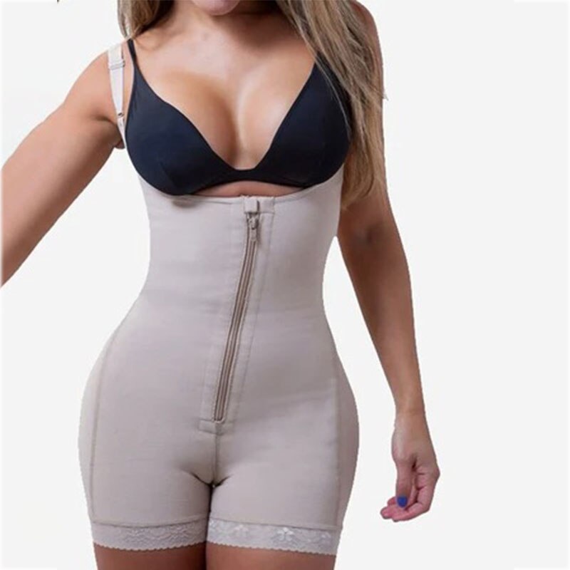 Womens Tummy Control Butt Lifter Zipper Hip Lift Adjustable Shoulder Strap  Lace Open Bust Bodysuitbodysuits size 5xl Color White