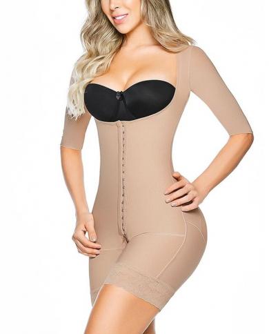 Compression Garment Women Bodysuit Postpartum Slimming Fajas Lace Body  Shaperbodysuits size S Color Beige