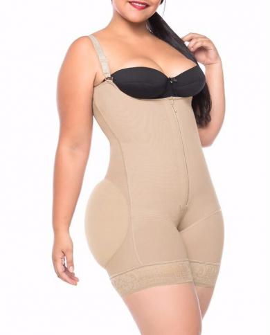 Womens Butt Lifting Open Bust Spanx Body Shaper Post Surgery Shapewear  Slimming Compression Skims Faja With Zipperbodys size XXXL Color Beige
