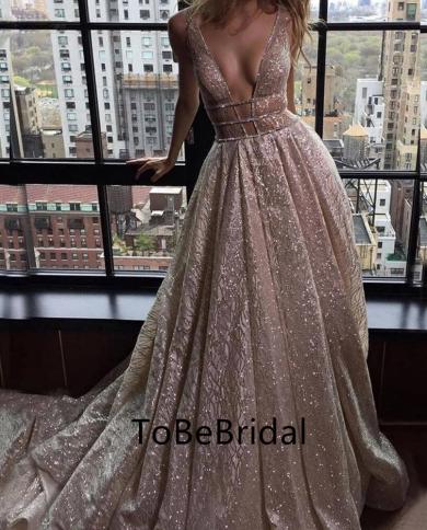 tobebridal 2023 new ladies deep v prom שמלת נשף אלגנטית נצנצים ללא שרוולים קו ארוך שמלת מסיבה רשמית יכולה להיות מותאמת אישית