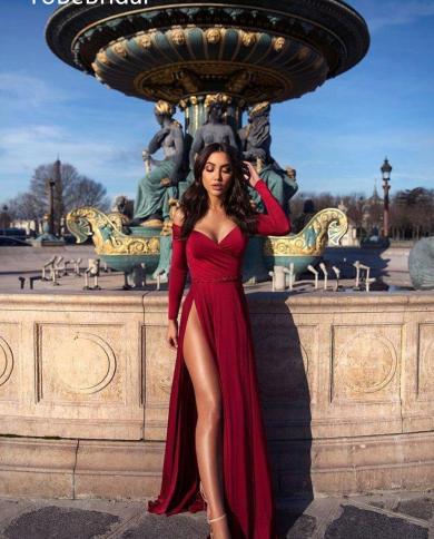 Burgundy a best sale line prom dress