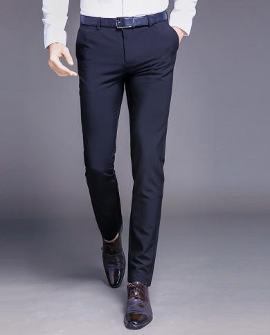אופנה חדשה באיכות גבוהה כותנה מכנסיים חליפת גברים ישר אביב סתיו ארוך זכר מכנסיים קלאסיים עסקים מזדמנים מלאים