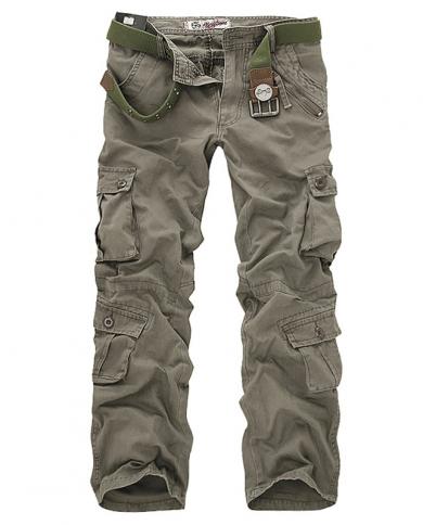 מכנסי מטען לגברים באיכות גבוהה קזואל משוחרר מכנס צבאי רב כיסים מכנסיים ארוכים לגברים נעלי קמו גוגרי פלוס מידה 28