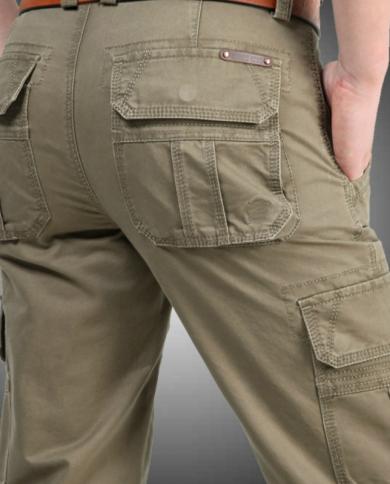 Men's Cargo Pants Fashion Hip Hop Multi Pocket Trousers Trendy Streetwear  Solid Color Male Sweatpants Thin Jogging Casua size 4xl Color LCK055Khaki