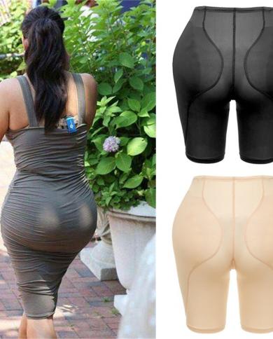 Women Padded Butt And Hip Shapewear Fake Ass Butt Pads Buttocks Panties  With Lace Butt Push Up Panty Body Shaper Shorts size 5xl Color Black