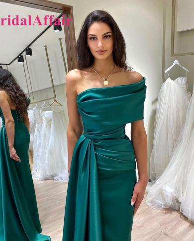 bridalaffair צד גבוה מפוצל בתולת ים סאטן שמלות נשף קפל עטוף שמלות ערב מרוחות שמלות מסיבה רשמיות