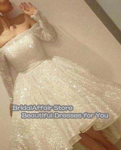 Bridalaffair Glitter Prom Dresses Full Sleeves Sequin Vestido De Festa  Ivory Party Gown Elegant Ankle Length Evening Gow Color Blue US Size Custom  Size