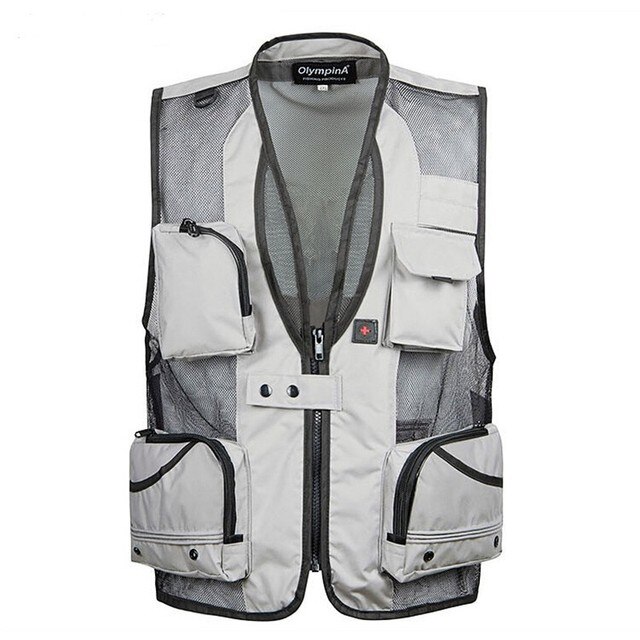 OlympinA Fishing Vest Men 3XL Olive Green Multiple Zipper Pockets