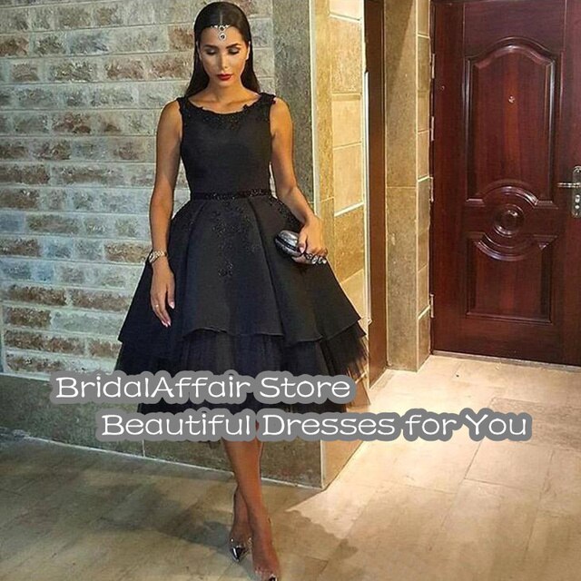Bridalaffair Black Party Dresses Short Backless Crew Neck Lace Appliques Prom  Dresses Lace Tulle Tiered Cocktail Dresse US Size 14 Color Ivory