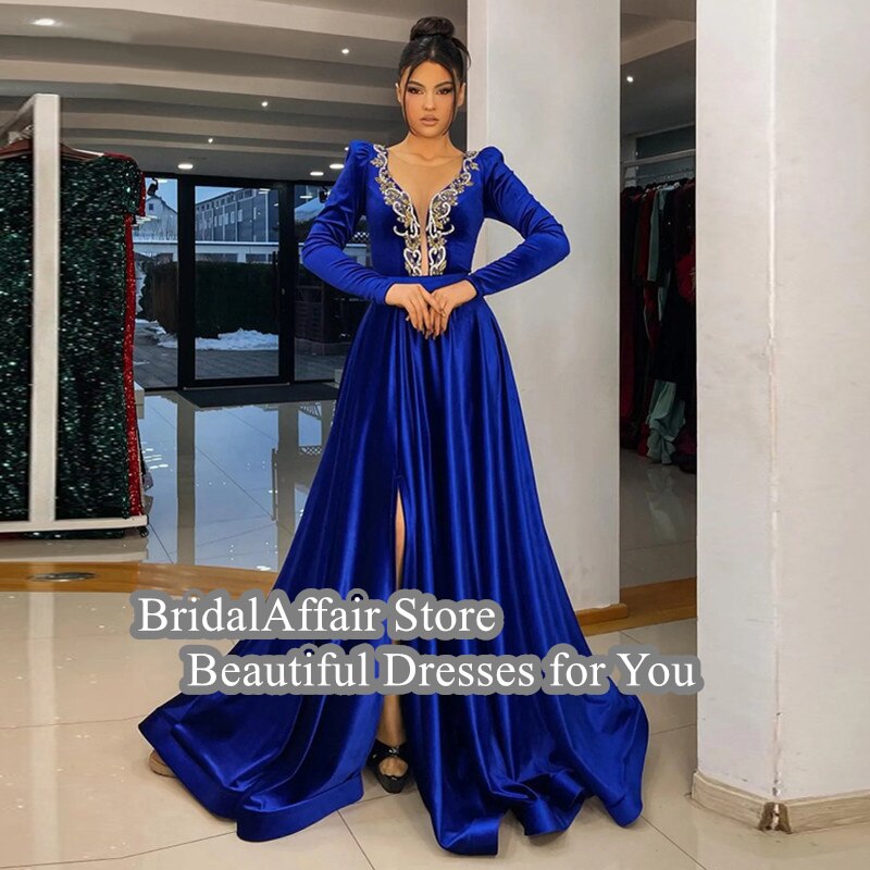 Bridalaffair Arabic Dubai Evening Dresses For Wedding Royal Blue