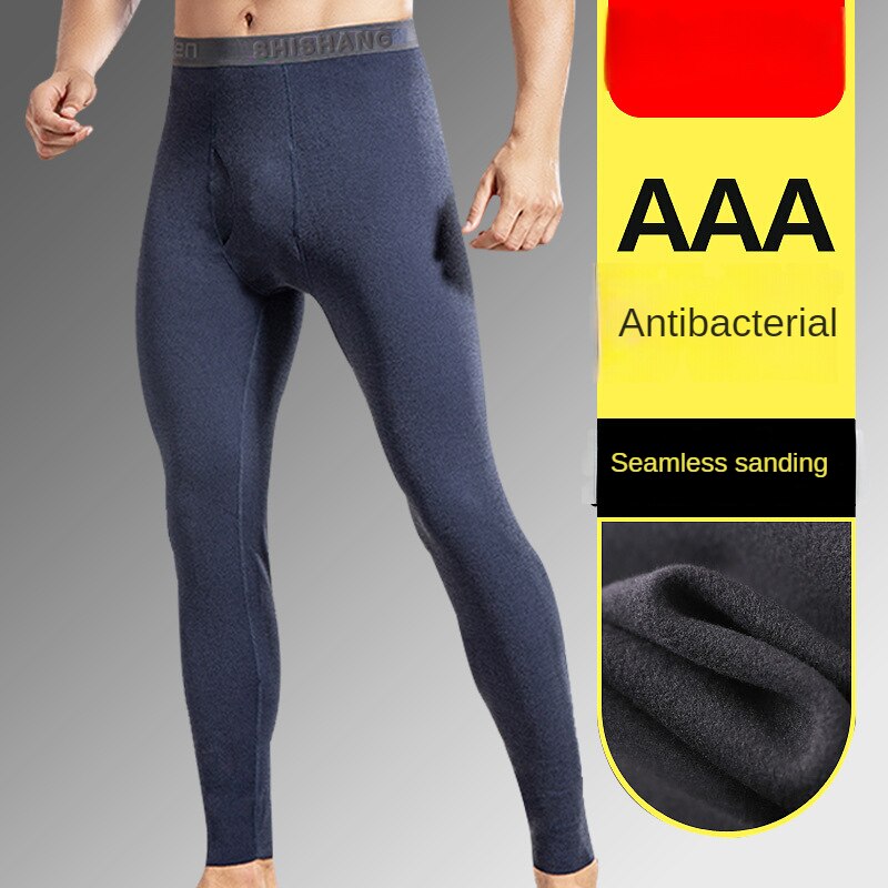 Men's Thin Thermal Underwear Bottoms, Single Piece Spring/autumn/winter  Leggings, 2pcs/set (black+gray)