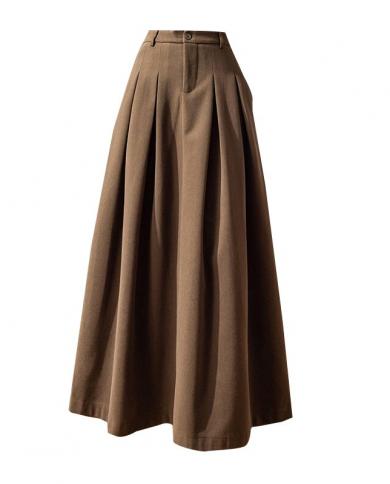 2023 New Autumn Winter Woolen Long Skirts Women Fashion High Waist