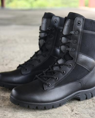 black leather slip on boots mens