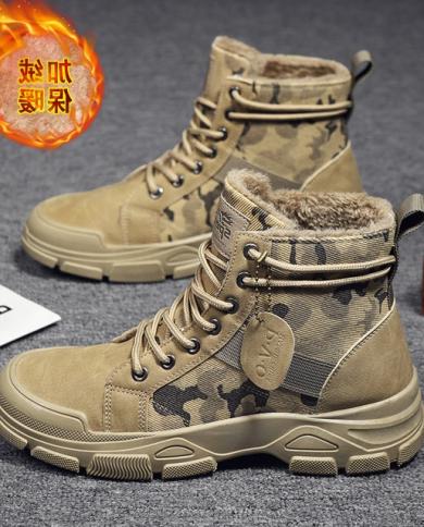 Осень 2023 г. Новые мужские военные ботинки Камуфляжные ботинки-дезертыВысокие кроссовки Мужская нескользящая рабочая обувь
