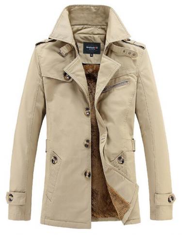 mens fleece lined trench coat