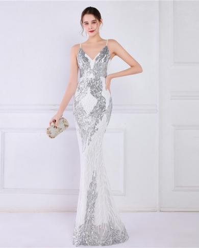 Yidingzs Women Strap Party Maxi Dress V Neck Evening Dress Black Gold Sequin Dress Long Prom Dress 18800 US Size 14 Color White Silver Yidingzs Women Strap Party Maxi Dress V Neck Evening Dress Black Gold Sequin Dress Long Prom Dress 18800 US Size 14 Color White Silver