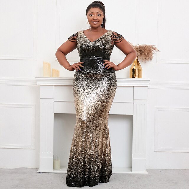 black and gold evening gown plus size