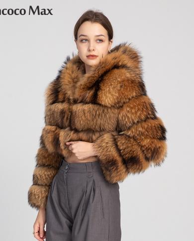 מעילי קרופ פרוות שועל אמיתי לנשים מעילי פרווה טבעית חורף מכנסיים קצרים שרוול מלא מעיל קפוצון lady s7894breal fur