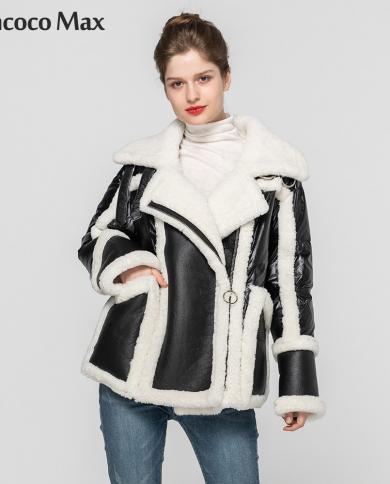 מעיל פוך בסגנון אופנה לנשים מעיל פרוות טלה אמיתי פוך ברווז לבן חורף עבה מעיל עור כפול חם חדש s752